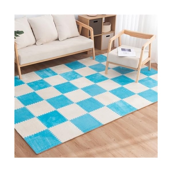 100 Pièces Tapis en Mousse en Peluche Imbriqués, Carreaux De Tapis Moelleux, Tapis, Carreaux De Sol Puzzle Tapis De Jeu Doux,