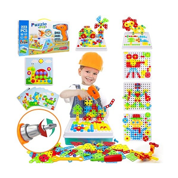 Jouet Garcon 3 Ans Mosaique Enfant Puzzle 3D Jeux Construction Enfant Jeux  Enfant 3-7 Ans 223 Pcs Jouet Fille 3 Ans Etabli En