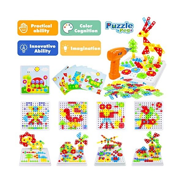 Jouet Garcon 3 Ans Mosaique Enfant Puzzle 3D Jeux Construction Enfant Jeux Enfant 3-7 Ans 223 Pcs Jouet Fille 3 Ans Etabli En