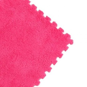 Tapis Carré en Peluche Puzzle Doux, Carreaux en Mousse Emboîtables à Poils Longs De 12x12 Pouces, Tapis De Sol De Protection,