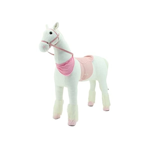 Sweety Toys 13876 Cheval debout en peluche robuste XXL 130 cm Blanc avec structure en acier