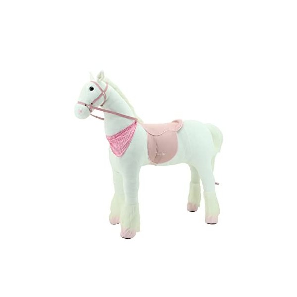 Sweety Toys 13876 Cheval debout en peluche robuste XXL 130 cm Blanc avec structure en acier