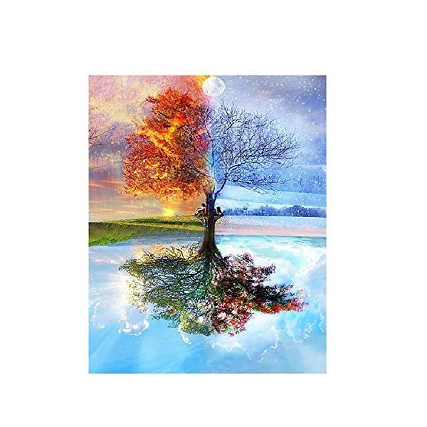 Qingdewan Puzzle 1000 Pièces Puzzle en Bois DIY Résumé du Paysage des Quatre Saisons Jeu DIntelligence De lart De La Décora