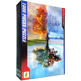 Qingdewan Puzzle 1000 Pièces Puzzle en Bois DIY Résumé du Paysage des Quatre Saisons Jeu DIntelligence De lart De La Décora