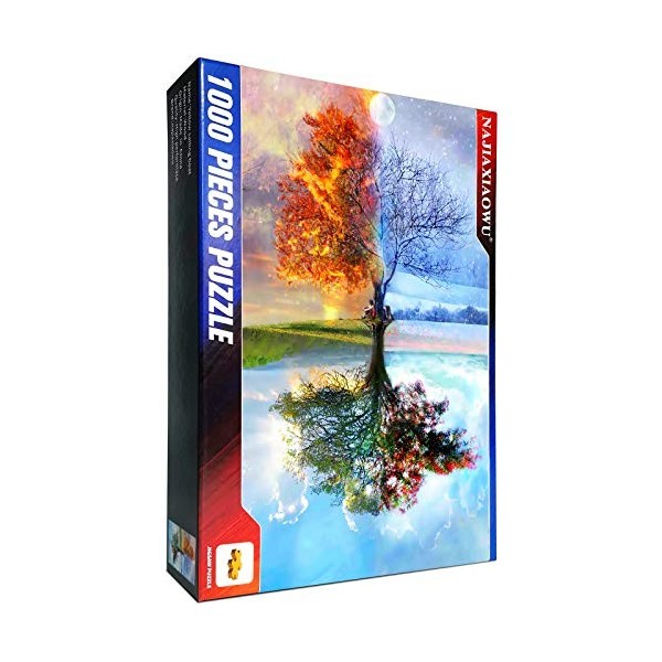 Qingdewan Puzzle 1000 Pièces Puzzle en Bois DIY Résumé du Paysage des Quatre Saisons Jeu DIntelligence De lart De La Décora