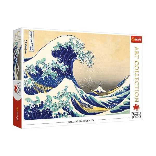 Trefl Puzzle, La Grande Vague au Large de Kanagawa, Hokusai Katsushika, 1000 Pièces, Collection dart, Qualité Premium, pour 