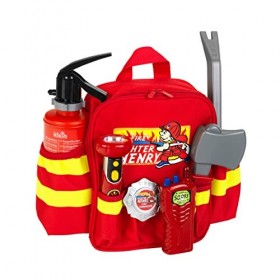 Theo Klein 8900 Sac à dos de Pompier «Fire Fighter Henry» avec Lampe-Torche extincteur et Beaucoup d’autres Accessoires Jouet