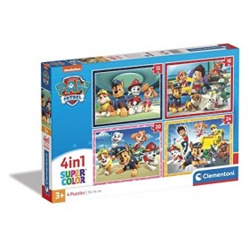 Clementoni - PatPatrouille - 4 Puzzles de 12, 16, 20 et 24 Pièces - Jeu de Patience et de Réflexion - Format Paysage - Image