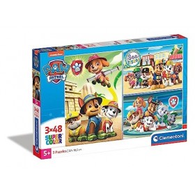 Clementoni Paw Patrol PatPatrouille-3x48 Enfant-boîte de 3 Puzzles 48 pièces -fabriqué en Italie, 4 Ans et Plus, 25262, No