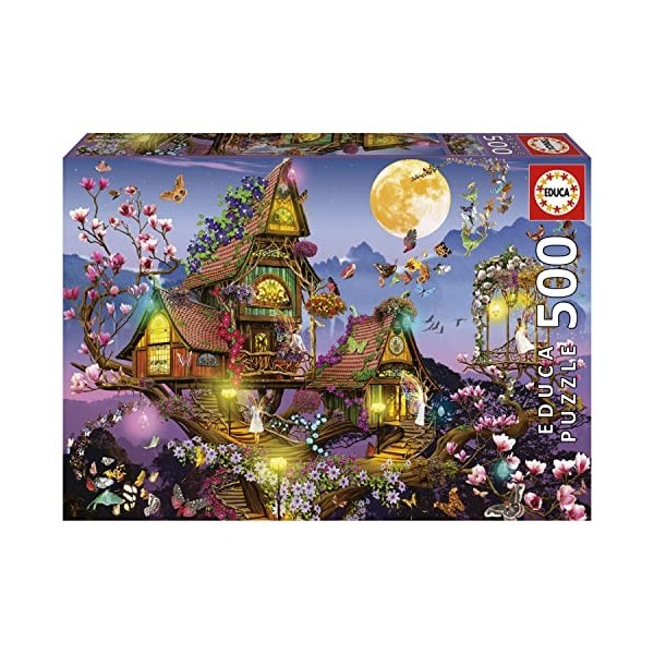 Educa - Maison de Fée | 500 pièces Puzzle. Mesure : 48 x 34 cm. Comprend Fix Puzzle Tail pour laccrocher Une Fois lassembla