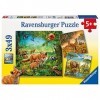 Ravensburger- Pack de 3 Puzzles Animaux Monde 49 pièces, 09330