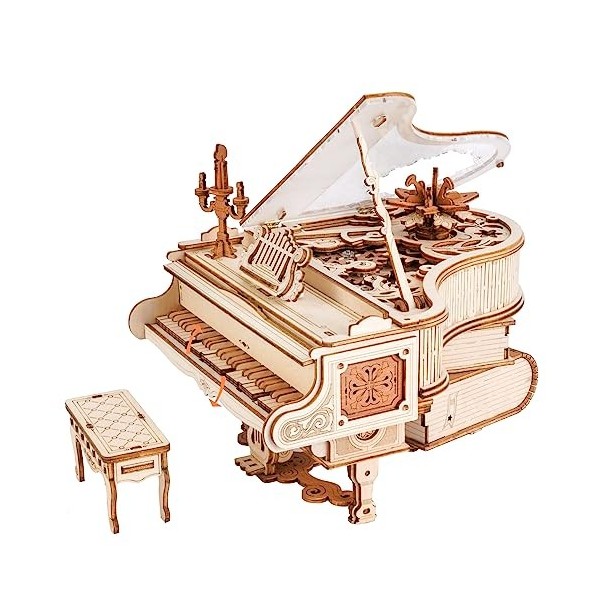 ROBOTIME 3D Puzzle en Bois Magic Piano, Boîte à Musique Kit de Maquette pour Adultes, Construire de Structure Automotrice à E