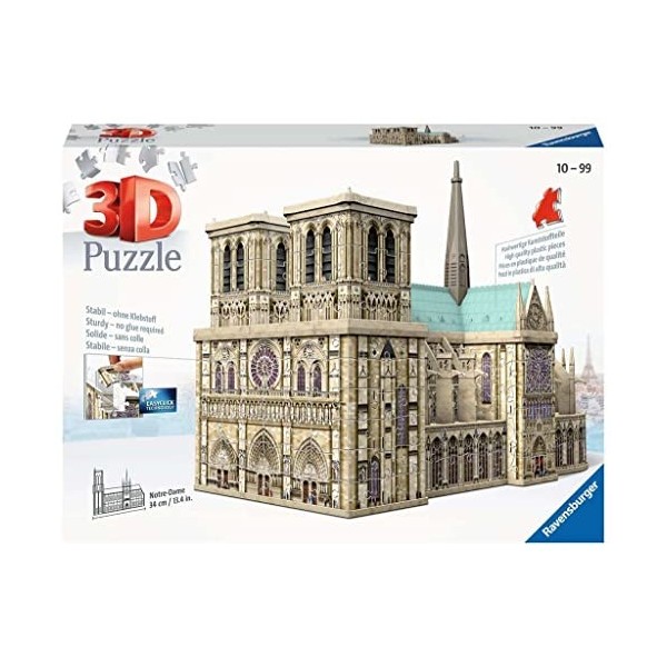 Ravensburger - Puzzle 3D Building - Notre-Dame de Paris - A partir de 10 ans - 324 pièces numérotées à assembler sans colle -
