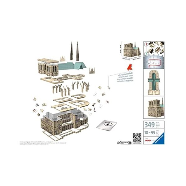 Ravensburger - Puzzle 3D Building - Notre-Dame de Paris - A partir de 10 ans - 324 pièces numérotées à assembler sans colle -