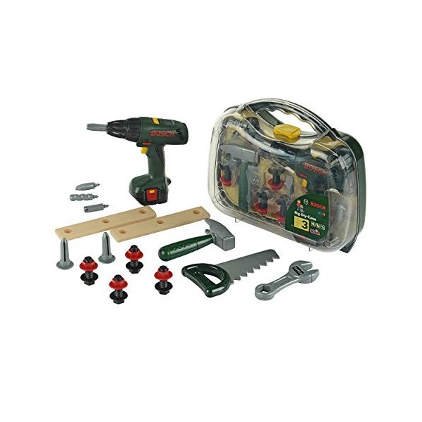 Theo Klein 8428 Bosch Mallette visseuse I Avec visseuse-jouet à piles, outils et nombreux autres accessoires I Jouet pour enf