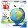 Ravensburger - Puzzle 3D Ball éducatif - Globe terrestre - A partir de 6 ans - 180 pièces numérotées à assembler sans colle -