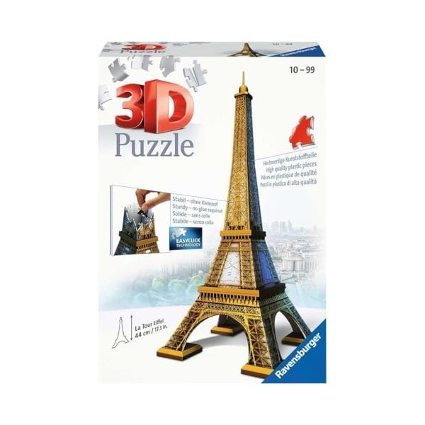 Ravensburger - Puzzle 3D Building - Tour Eiffel - A partir de 10 ans - 216 pièces numérotées à assembler sans colle - Accesso