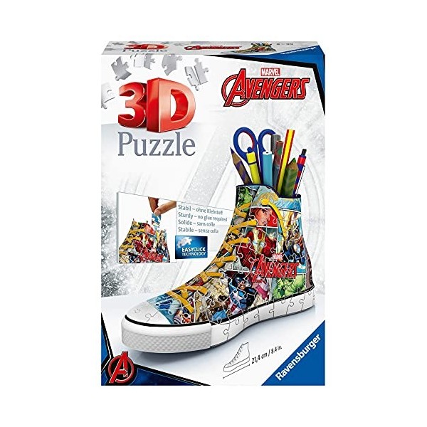 Ravensburger - Puzzle 3D Sneaker - Marvel Avengers - Pot à crayons - A partir de 8 ans - 108 pièces numérotées à assembler sa