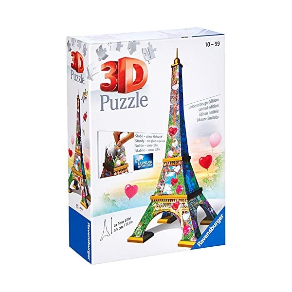 Ravensburger - Puzzle 3D Building - Tour Eiffel Love Edition - A partir de 10 ans - 216 pièces numérotées à assembler sans co