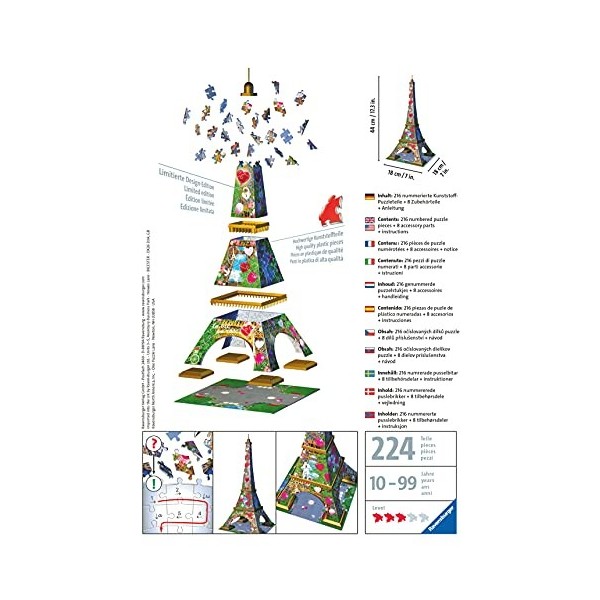 Ravensburger - Puzzle 3D Building - Tour Eiffel Love Edition - A partir de 10 ans - 216 pièces numérotées à assembler sans co