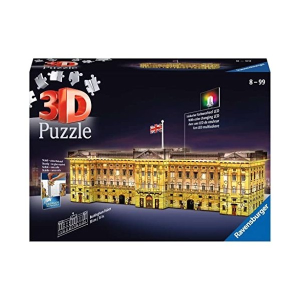 Ravensburger - Puzzle 3D Building - Buckingham Palace illuminé - A partir de 8 ans - 216 pièces numérotées à assembler sans c