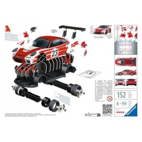 Ravensburger - Puzzle 3D Véhicules - Porsche 911 GT3 Cup Salzburg avec grille de construction - A partir de 10 ans - 108 pièc