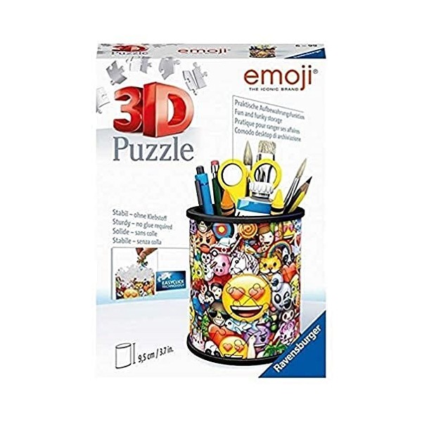 Ravensburger - Puzzle 3D Pot à Crayons - Emoji - A partir de 6 ans - 54 pièces numérotées à assembler sans colle - Accessoire