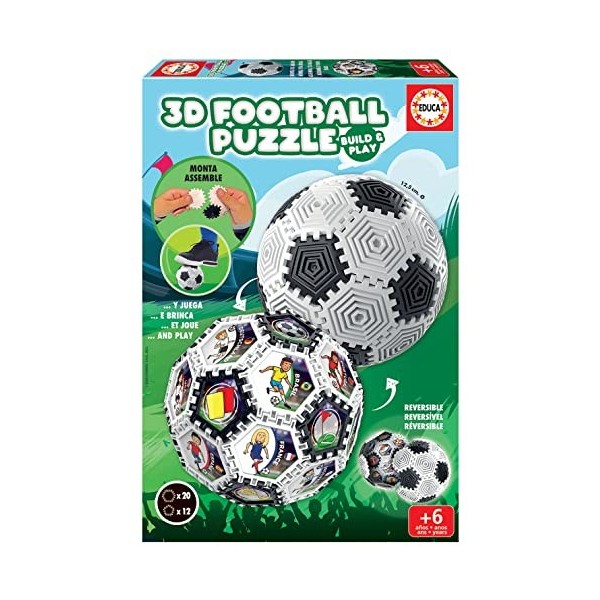 Educa - Puzzle Ball 3D avec 32 pièces et avec lequel Vous Pouvez Jouer | Assembler différentes Formes. sphère, Bracelet, Diab