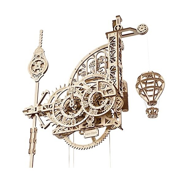 UGEARS Aero Clock Puzzle 3D - Kits de modèles en Bois pour Cadeaux de fête des pères pour Adultes à Construire - Horloge Mura