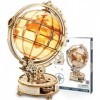 Rowood Puzzle 3D Bois Globe Lumineux Maquette en Bois a Construire Adulte - Kits de Modèles de Bricolage Construction Jouet -