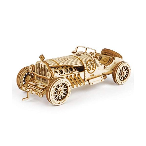 ROKR Car en Bois à Construire - 3D Puzzle Maquette Bois - Maquette mécanique pour des Enfants et des Adulte Grand Prix Car 