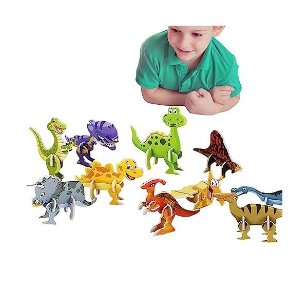 Elinrat Assemblez Un Jouets Puzzle 3D - Puzzles Dinosaures en Mousse 3D Jouet Assembler Jouet,Modèle Construction dassemblag