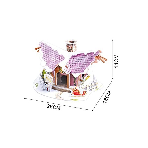 zebroau Puzzle 3D pour Enfants, Puzzle en Noël avec lumières LED, Kits modèles Chalet Neige, Puzzles 3D thème Village Noël, B