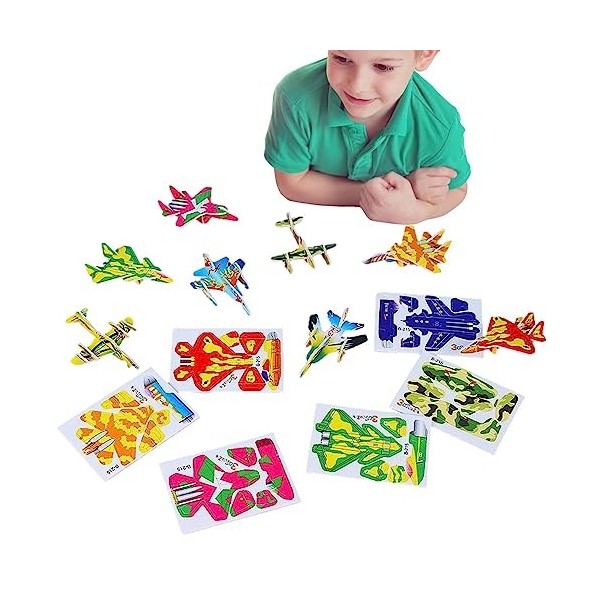 Elinrat Assemblez Un Jouets Puzzle 3D - Puzzles Dinosaures réservoir davion Cerveau Bricolage 3D - 10 pièces Teaser Avion ré