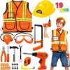 JOYIN Costume de Travailleur de la Construction et Ensemble doutils de Jeu de Rôle, avec Outils de Construction et Accessoir