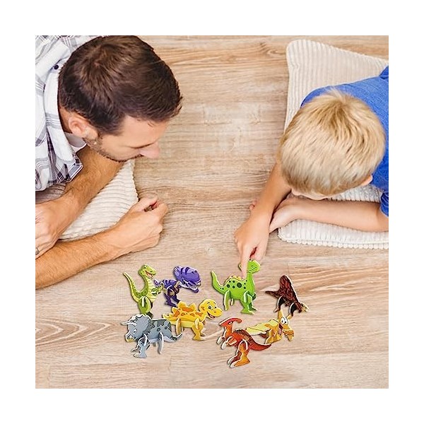 Jikiaci Puzzle davion 3D,Dinosaures en Mousse 3D Jouet Assembler Jouet - Puzzle Avion Réservoir Dinosaure Artisanat Assembla