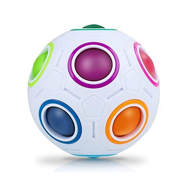 JQGO Magic Rainbow Ball Cube, Boule Magique Puzzle, Magic Ball Puzzle Cube Pop Rainbow Jouets pour Adultes Stress Soulagement