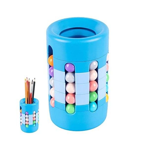 Voiakiu Puzzle Haricot Magique,Porte-Stylo Jouet à Perles Magiques rotatives colorées avec 40 Petites Perles - Casse-tête Amu