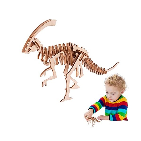 Dinosaures 3D - Puzzle Dinosaure Animal Simulation en Bois 3D - Puzzles éducatifs Casse-tête danimaux, Jouet modèle Bricolag