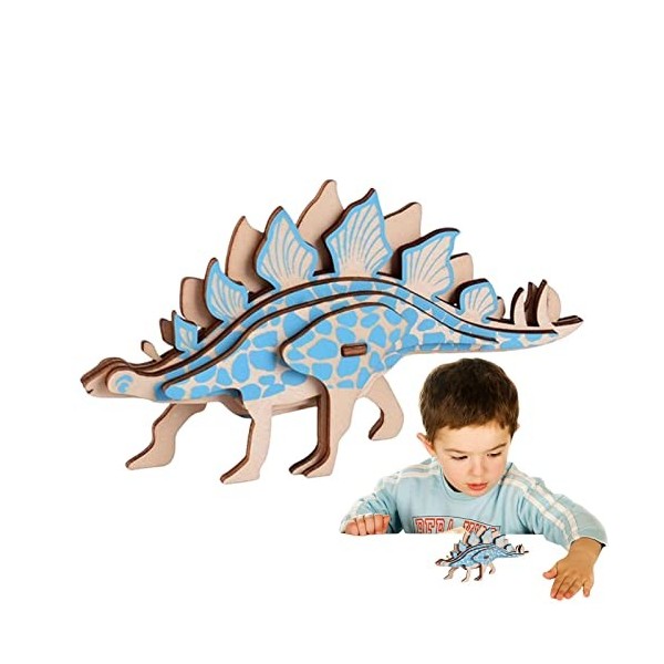 Dinosaures 3D - Puzzle Dinosaure Animal Simulation en Bois 3D - Puzzles éducatifs Casse-tête danimaux, Jouet modèle Bricolag