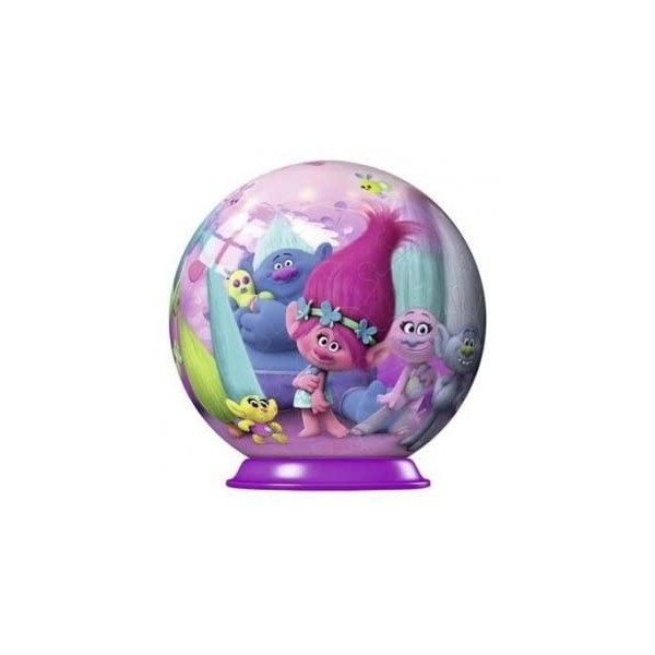 cavernedesjouets Puzzleball 54 Pieces Trolls Poppy smidge Biggie et Leurs Amis - Set Puzzle 3D Dessin Anime + 1 Carte Offerte