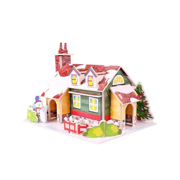 MagiDeal Maisons de noël à Monter soi-même, Kits de Maisons Artisanales de noël, Puzzle éducatif 3D inachevé Fait à la Main, 