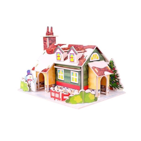 MagiDeal Maisons de noël à Monter soi-même, Kits de Maisons Artisanales de noël, Puzzle éducatif 3D inachevé Fait à la Main, 