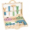 Small Foot 11505 Boîte à Outils scandinave, en Bois, Set de vis, 32 pièces Jouets, Multicolore