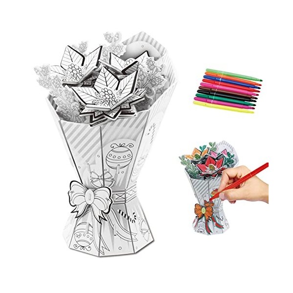 lembrd Puzzle Fleur 3D,Peinture Puzzle 3D Puzzle Fleur en Papier - Fleurs 3D Amusant et délicat pour Cadeau danniversaire, f