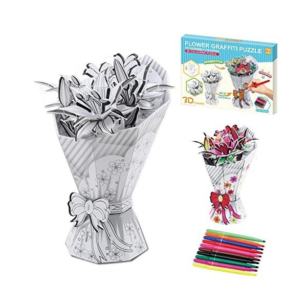 lembrd Puzzle Fleur 3D,Peinture Puzzle 3D Puzzle Fleur en Papier - Fleurs 3D Amusant et délicat pour Cadeau danniversaire, f