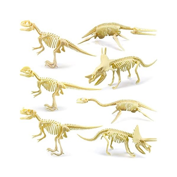 Starters Puzzle 3D Dinosaure 7 pièces | Simulation Squelette Animaux Mains Artisanat Puzzle STEM Jouets pour Enfants Adultes 