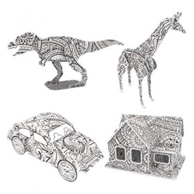 thorityau Lot de 4 puzzles 3D à colorier - Kit de peinture pour enfants de 8 à 12 ans - Cadeau amusant pour garçons et filles