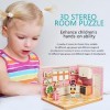 Youpo Salle stéréo 3D | 4pcs Puzzle 3D Stéréo Papier Chambre,Jouets éducatifs sûrs Puzzle, Puzzle décoratif pièce créative po