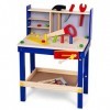 Leo & Emma - Banc datelier pour enfants avec outils en bois, peinture bleue, 50 pièces, établi pour enfants en bois, établi 